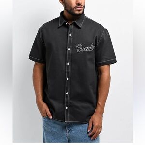 Donut‎ embroidered black white shop shirt Sz L